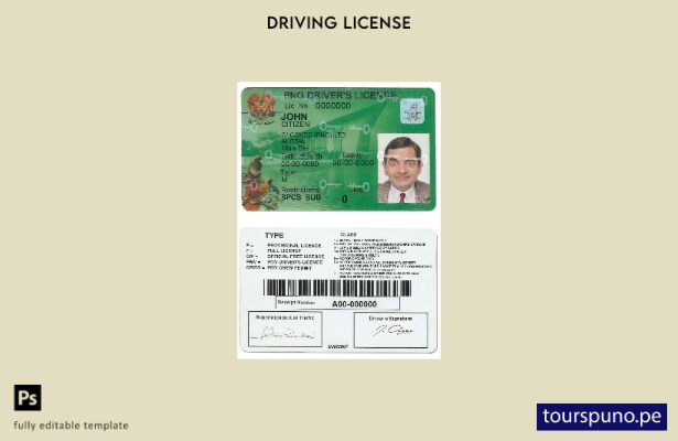 Listo para imprimir el permiso de conducir de Papúa Nueva Guinea – plantilla act
